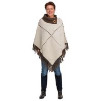 Poncho Ecru met Bruin Braga