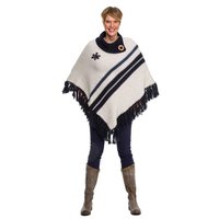 Poncho Ecru met Blauw Bobedela