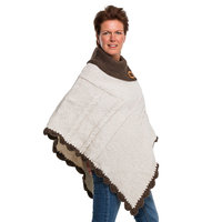 Poncho circulaire wol ecru - bruin