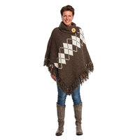 Poncho Bruin met Ecru Coimbra