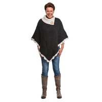 Dames poncho donkergrijs/ecru
