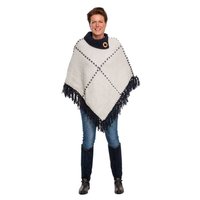 Poncho Ecru - blauw