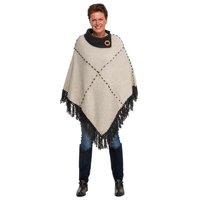 Poncho Ecru met Donkergrijs Braga