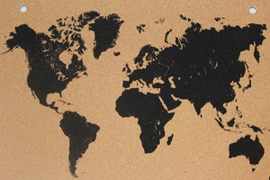 Prikbord kurk wereldkaart