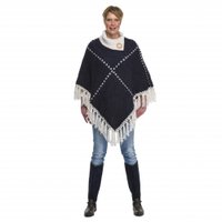 Poncho Blauw met Ecru Braga