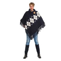 Poncho Donkerblauw met Ecru Coimbra