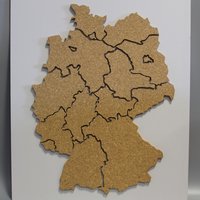 Landkaart kurk Duitsland op wit paneel